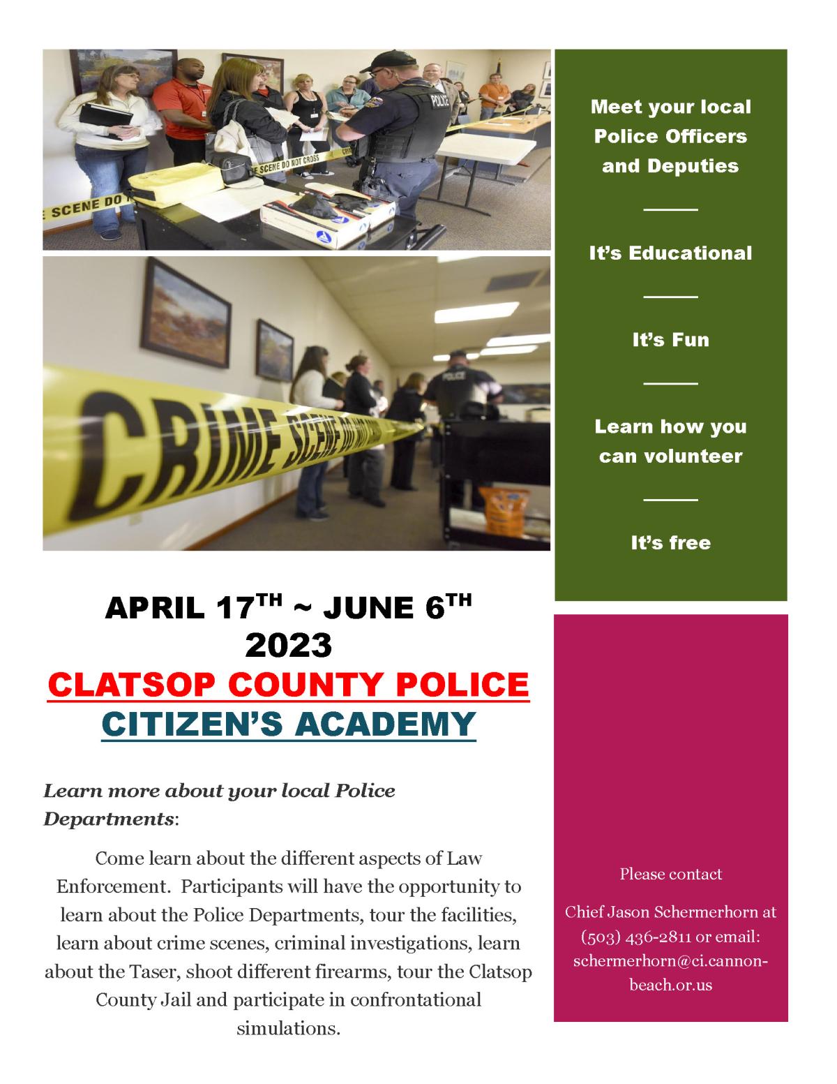 2023 Citizen's Academy flyer